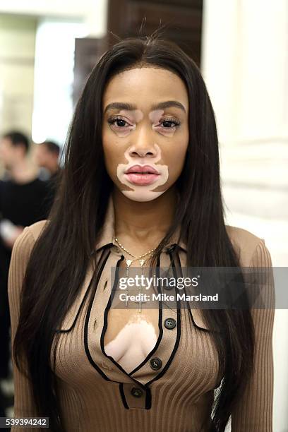 Winnie Harlow attends the MCM X Christopher Raeburn show during The London Collections Men SS17 at on June 11, 2016 in London, England.