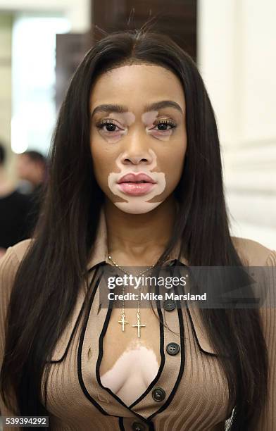 Winnie Harlow attends the MCM X Christopher Raeburn show during The London Collections Men SS17 at on June 11, 2016 in London, England.