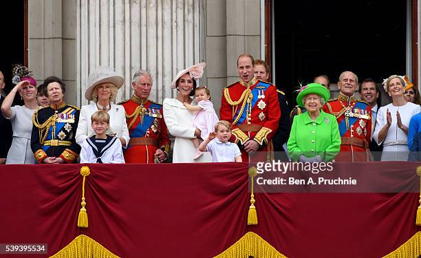Zara Tindall, Anne, Princess Royal, Camilla, Duchess of Cornwall, Charles, Prince of Wales, Catherine, Duchess of Cambridge, Princess Charlotte of...