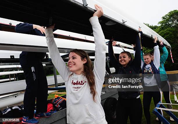Rowers from across the country unload their boats as they take part in the 183rd annual regatta on the River Wear on June 11, 2016 in Durham,...