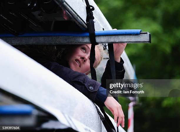 Rowers from across the country prepare their boats as they take part in the 183rd annual regatta on the River Wear on June 11, 2016 in Durham,...