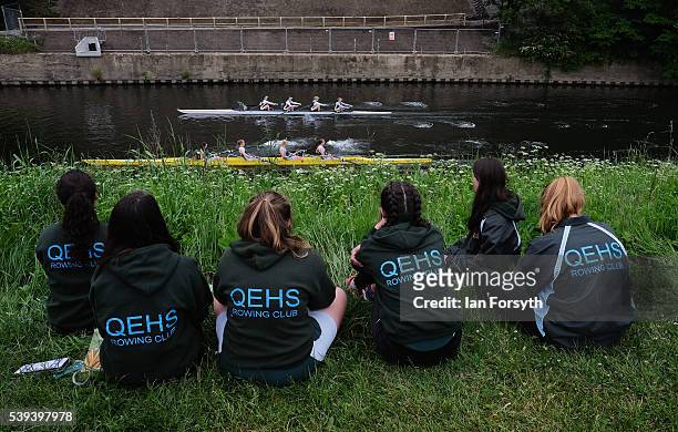 Members of Queen Elizabeth High School rowing club watch from the riverbank as rowers from across the country take part in the 183rd annual regatta...