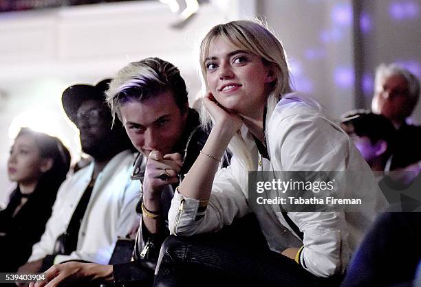 Lucky Blue Smith and Pyper America Smith front row for the MCM x Christopher Raeburn SS17 show at Grand Connaught Rooms on June 11, 2016 in London,...