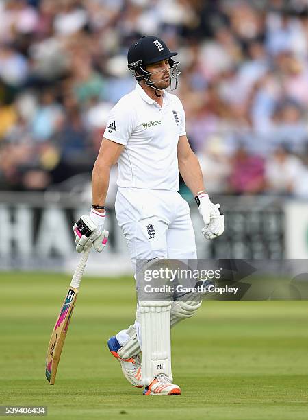 Nick Compton of England leaves the field after being dismissed by Shaminda Eranga of Sri Lanka during day three of the 3rd Investec Test match...