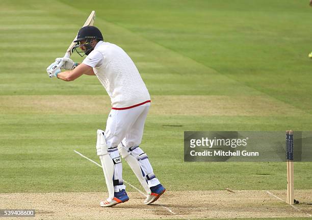 James Vince is bowled out by Nuwan Pradeep of Sri Lanka during day three of the 3rd Investec Test match between England and Sri Lanka at Lords...