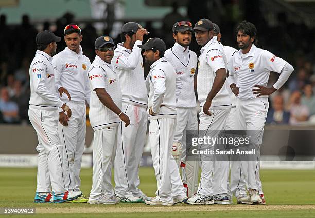 Sri Lanka celebrate after England's Joe Root is bowled by Nuwan Pradeep during day three of the 3rd Investec Test match between England and Sri Lanka...