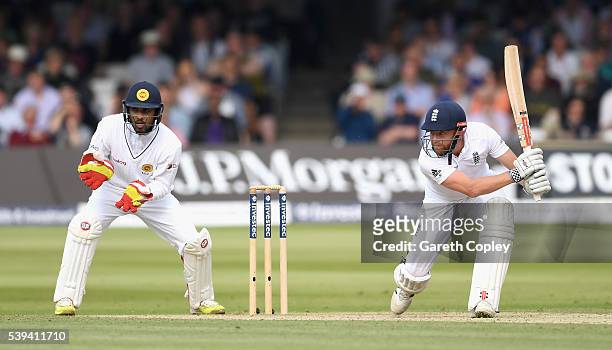 Jonathan Bairstow of England bats during day three of the 3rd Investec Test match between England and Sri Lanka at Lord's Cricket Ground on June 11,...