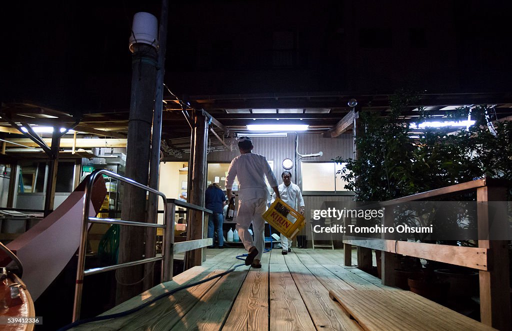 Inside Traditional Yakatabune Boat Cruising Tokyo Bay