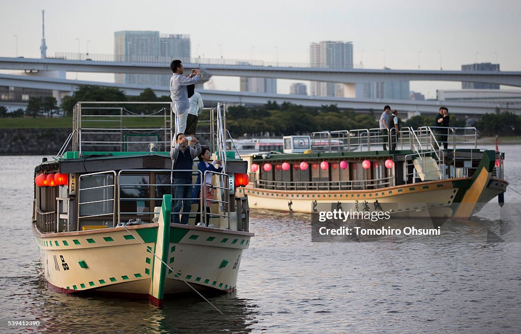 Inside Traditional Yakatabune Boat Cruising Tokyo Bay