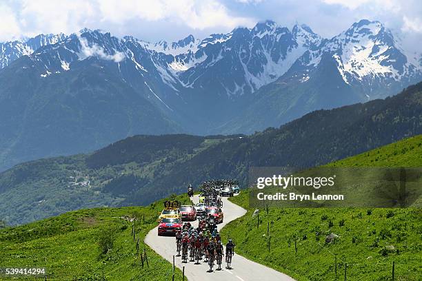 The peloton climbs the col de la Madeleine, on stage six of the 2016 Criterium du Dauphine, a 141km stage from La Rochette to Meribel, on June 11,...
