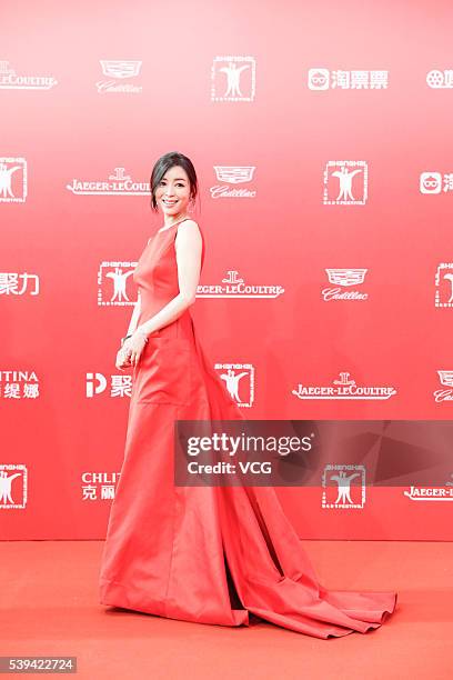 Actress Zhang Jingchu arrives for the red carpet of the 19th Shanghai International Film Festival at Shanghai Grand Theatre on June 11, 2016 in...