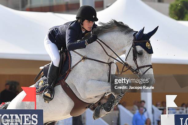 Jessica Springsteen competes at International Longines Global Champion Tour - Day 3 on June 11, 2016 in Cannes, France.