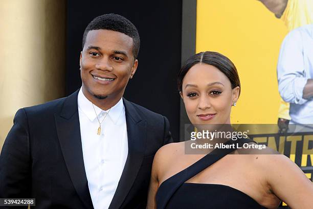 Actor Cory Hardrict and actress Tia Mowry arrive for the Premiere Of Warner Bros. Pictures' "Central Intelligence" held at Westwood Village Theatre...