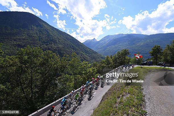 68th Criterium du Dauphine 2016 / Stage 6 Illustration / Peloton / Montee des Frasses 1028m Mountains / Landscape / La Rochette - Meribel 1454m /