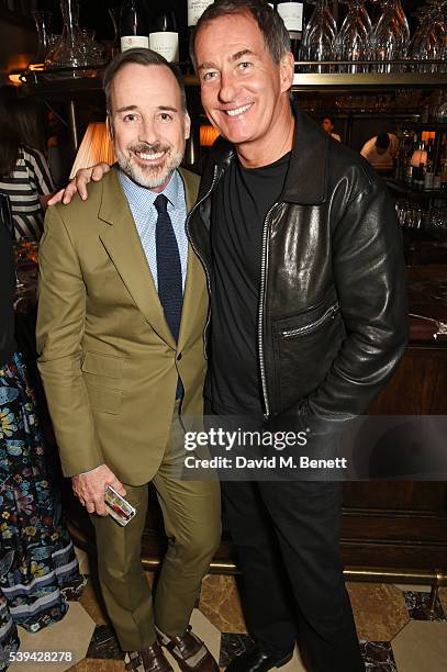 David Furnish and Tim Jefferies attend a dinner hosted by Tommy Hilfiger and Dylan Jones to celebrate London Collections Men SS17 at Cafe Monico on...