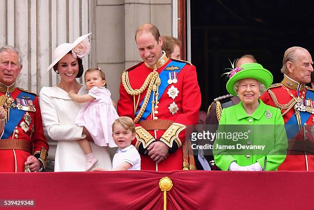 Charles, Prince of Wales, Catherine, Duchess of Cambridge, Princess Charlotte, Prince George and Prince William, Duke of Cambridge, Queen Elizabeth...