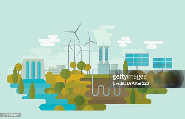 stockillustraties, clipart, cartoons en iconen met alternative clean energy - energie industrie