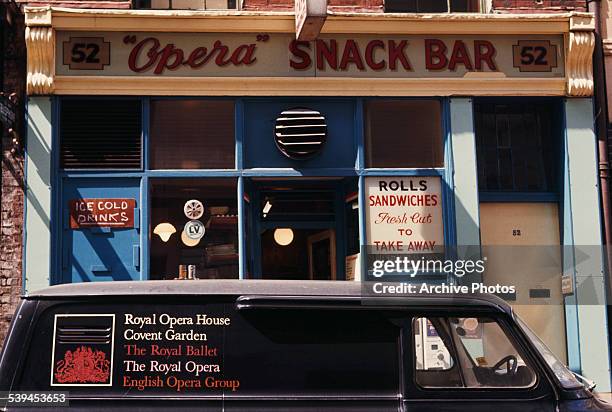 The 'Opera' snack bar in London, England, August 1969.