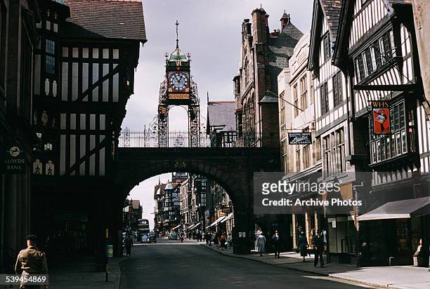 The Eastgate and Eastgate Clock in Chester, England, October 1961.