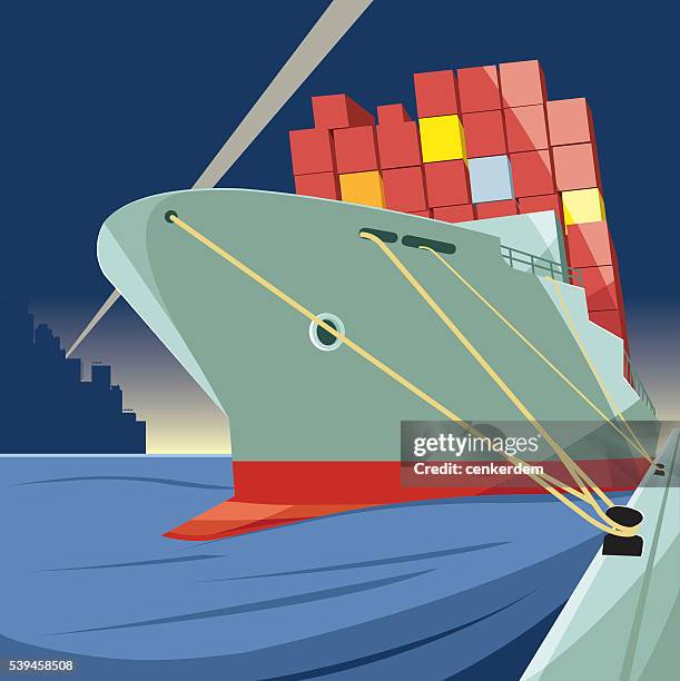 ship and harbour - shipyard stock illustrations
