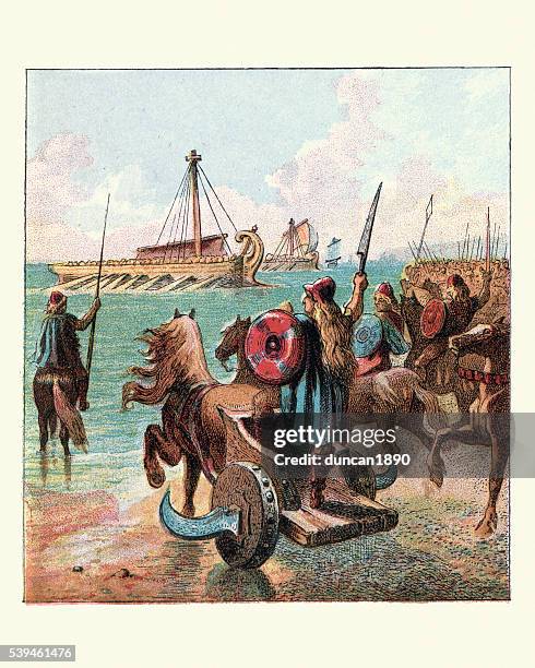 römischen invasion der britischen - ancient roman chariot stock-grafiken, -clipart, -cartoons und -symbole