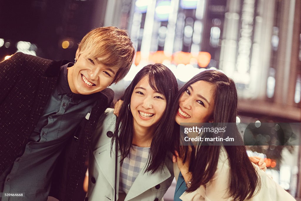 Friends in Japan taking selfie