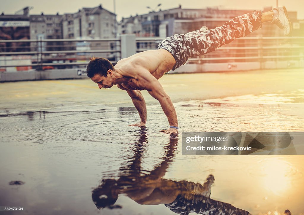 Push ups in the pond