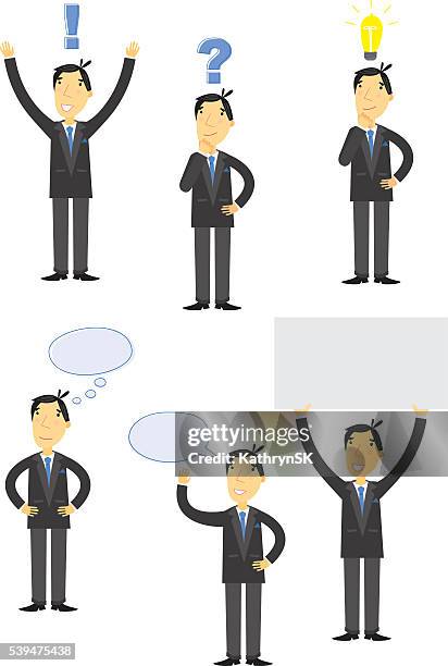 ilustrações de stock, clip art, desenhos animados e ícones de homem de negócios conjunto de comunicações - kathrynsk