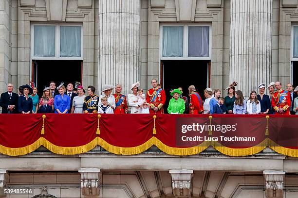 Stand on the balcony during the Trooping the Colour, this year marking the Queen's official 90th birthday at The Mall on June 11, 2016 in London,...