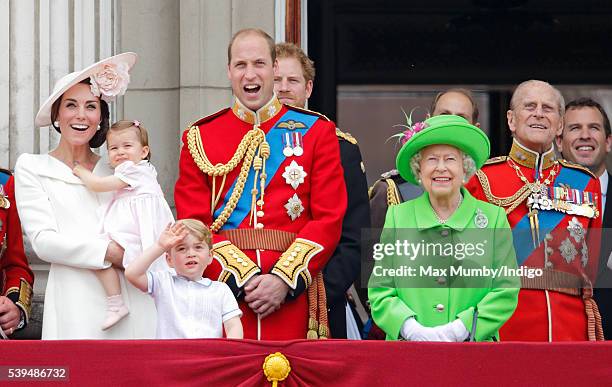 Catherine, Duchess of Cambridge, Princess Charlotte of Cambridge, Prince George of Cambridge, Prince William, Duke of Cambridge, Queen Elizabeth II...