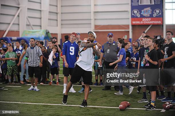 New York Giants Odell Beckham Jr. Attends the Nickelodeon and The New York Giants Host Tryouts for the "Triple Shot Challenge: Kids' Choice Sports...