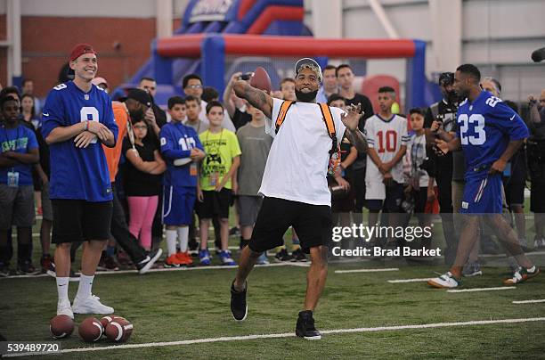 New York Giants Odell Beckham Jr. Attends the Nickelodeon and The New York Giants Host Tryouts for the "Triple Shot Challenge: Kids' Choice Sports...