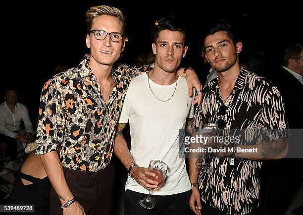 Oliver Proudlock, Diego Barrueco and Alex Mytton attend the Moet NOW Or Neverland Party, celebrating the first champagne spray moment nearly 50 years...