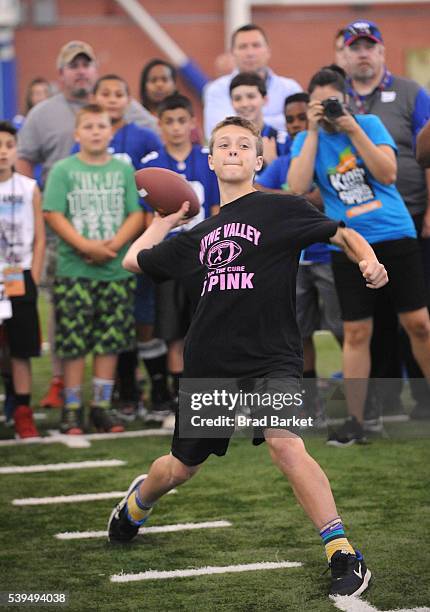 Winner Jake Lambardo attend the Nickelodeon and The New York Giants Host Tryouts for the "Triple Shot Challenge: Kids' Choice Sports $50,000 Perfect...