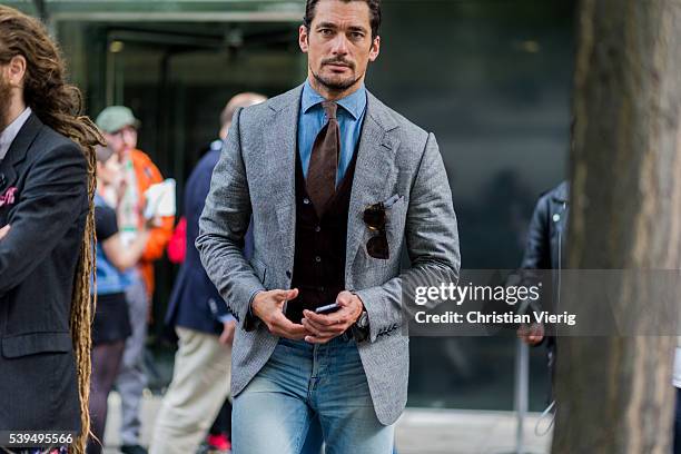 David Gandy outside E. Tautz during The London Collections Men SS17 on June 11, 2016 in London, England.