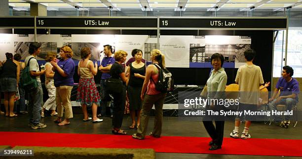 Prospective university students at the University of Technology Sydney open day go about gathering information on available courses on Wednesday 5...