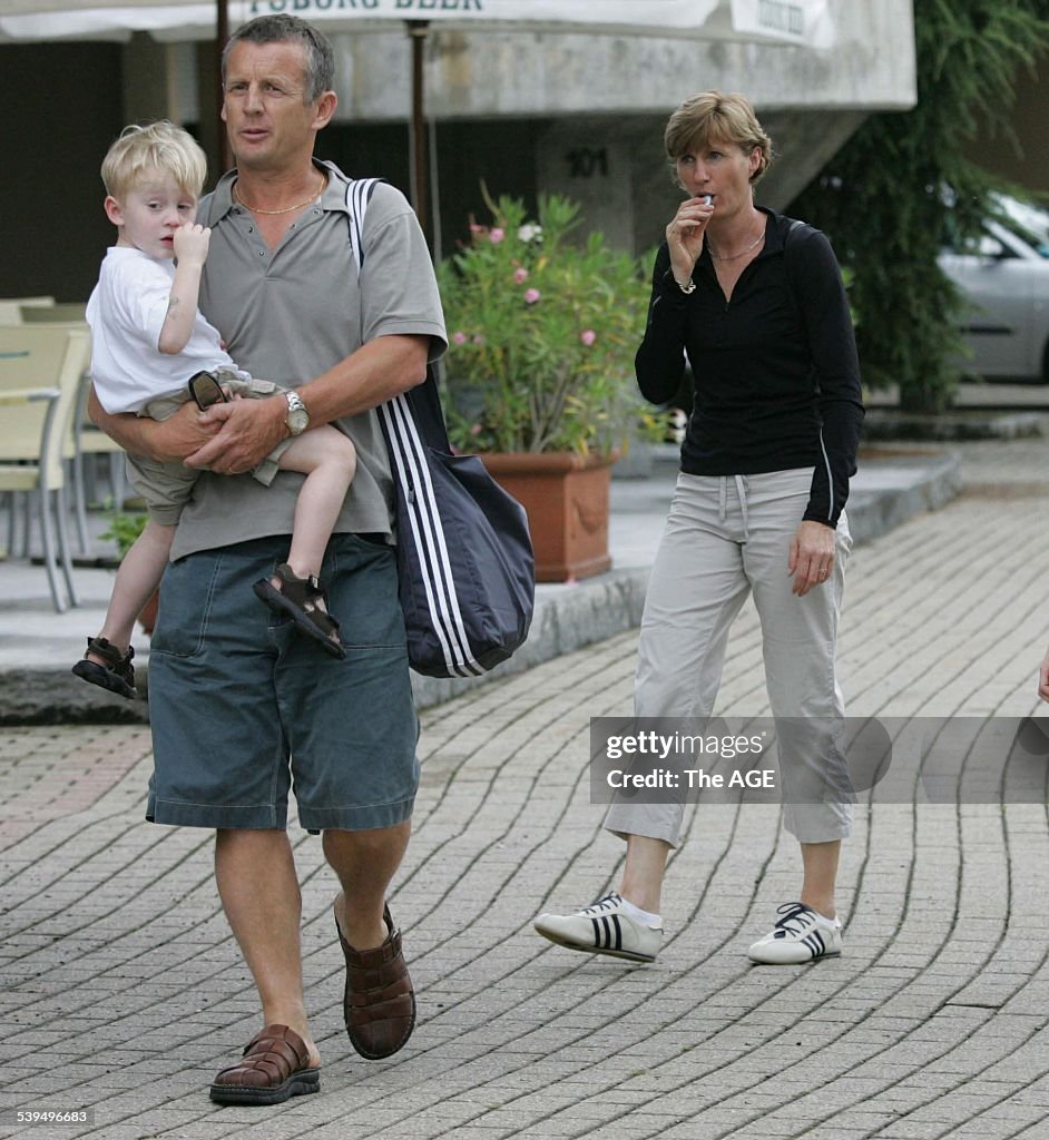 athletics Coach Phil King and Debbie FlintoffKing talk with media