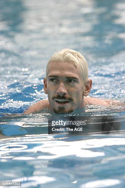 Brisbane Lions recovery session at Melbourne Sports and Aquatic Centre today. Picture shows Jason Akermanis. THE AGE NEWS. Picture by JAMES...