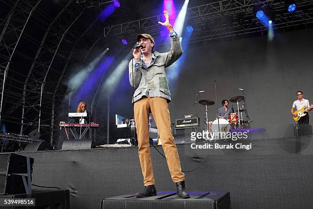 Bradford Cox of Deerhunter performs on day 1 of Field Day festival on June 11, 2016 in London, England.