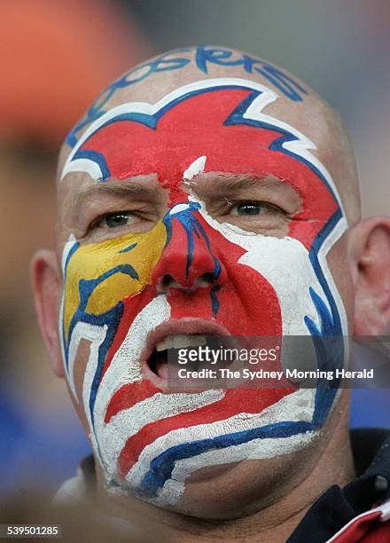 Grand Final. Roosters V Bulldogs. Fan in the stands. SMH Sport. Photo by Tim Clayton.