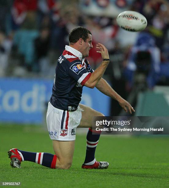 Roosters player Chris Walker after going in for the first try during the Grand Final between the Sydney Roosters and the Canterbury Bankstown...