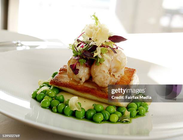 Hiramasa kingfish with cod branade and peas from Aria restaurant, Circular Quay, 20 August 2004