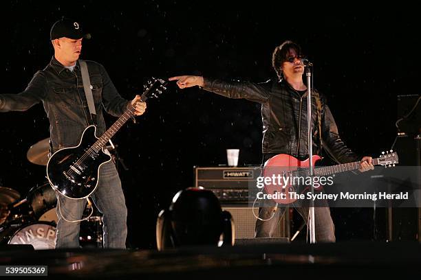 The NRL Grand Final between The Sydney Roosters and Canterbury Bulldogs at Telstra Stadium Homebush on 3 October 2004. Australian band Grinspoon on...