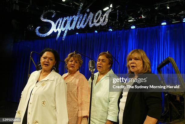 The original members of The Sapphires Laurel Robinson, Beverly Briggs, Naomi Mayers and Lois Peeler at the Belvoir Street Theatre in Sydney on 7...