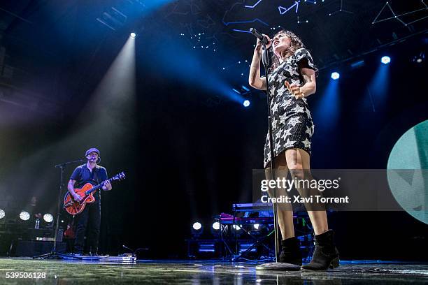 Juan Aguirre and Eva Amaral of Amaral perform in concert at Sant Jordi Club during the Guitar BCN 2016 on June 11, 2016 in Barcelona, Spain.