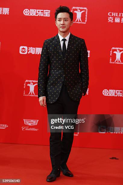 Actor Han Geng arrives for the red carpet of the 19th Shanghai International Film Festival at Shanghai Grand Theatre on June 11, 2016 in Shanghai,...