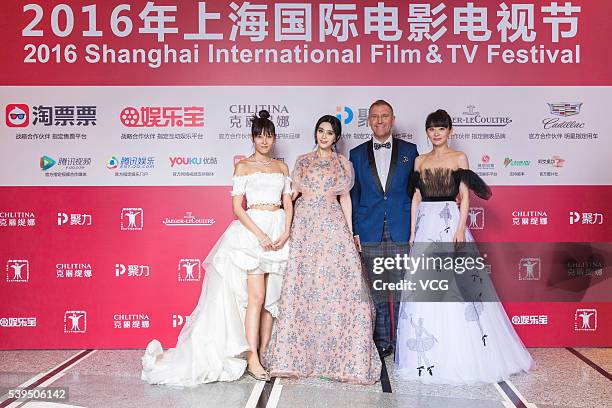 Actress Zhang Lanxin, actress Fan Bingbing, director Renny Harlin and actress Shi Shi arrive for the red carpet of the 19th Shanghai International...