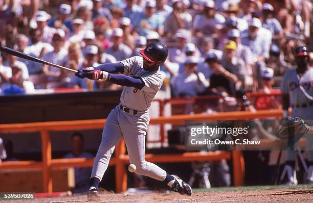 Harold Baines of the Chicago White Sox circa 1989 bats against the California Angels at the Big A in Anaheim, California.