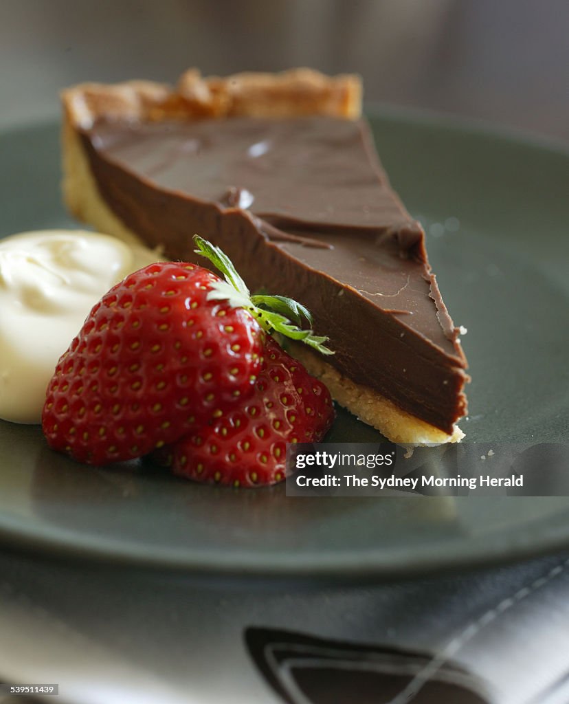 Bitter Chocolate Tart with Baileys, 30 July 2004. SMH GOOD LIVING Picture by QU