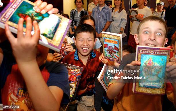 Kids go crazy for author Emily Rodda as they wait in line for her to sign copies of her new book in the Deltora Quest series at Homebush, 26 Sept...